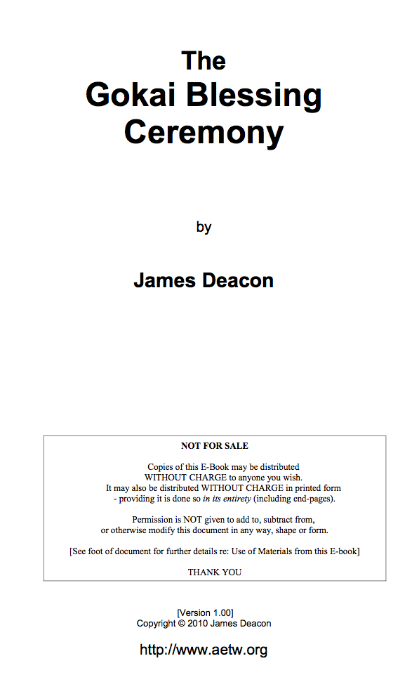 The Gokai Blessing Ceremony-James Deacon