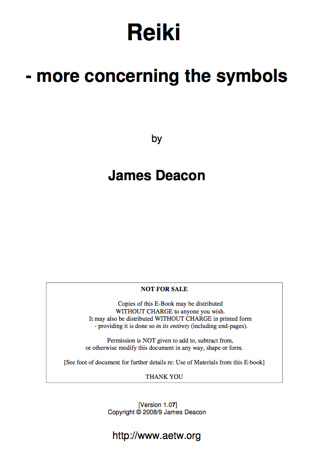 Reiki - More Concerning the Symbols-James Deacon